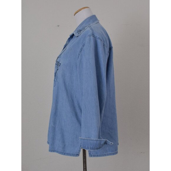Worrnn Vintage 90s Blue Denim Shirt Shacket | size L - Picture 2 of 10